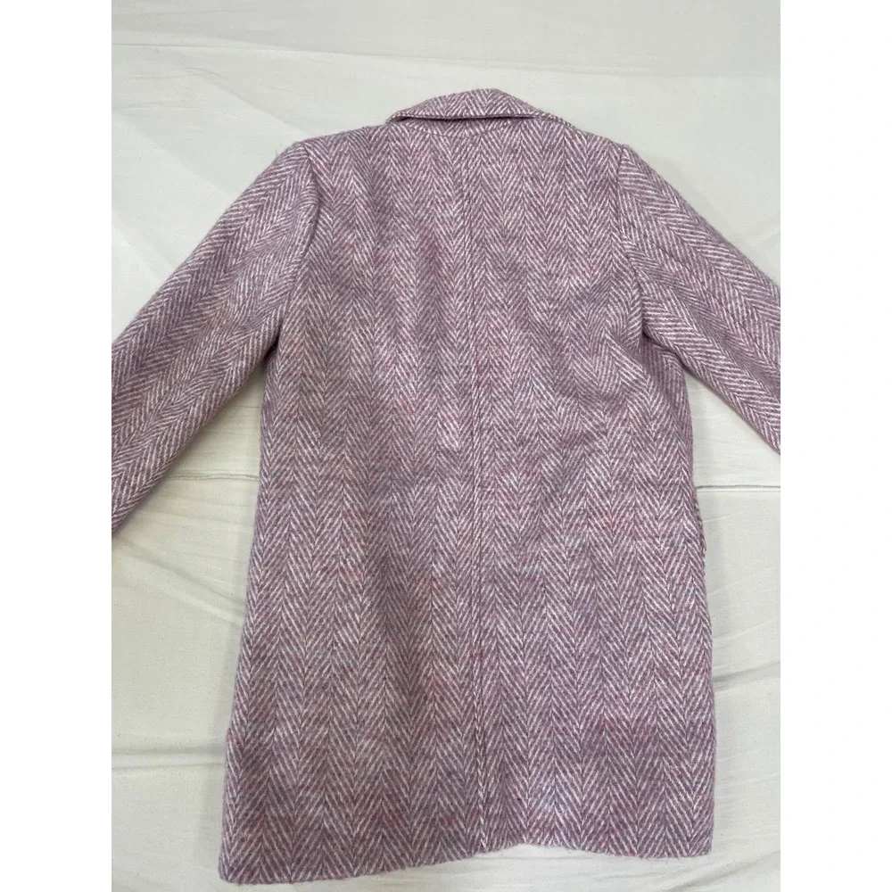 Cat & Jack Girls Purple Herringbone Dress Coat Overcoat Size L 10-12